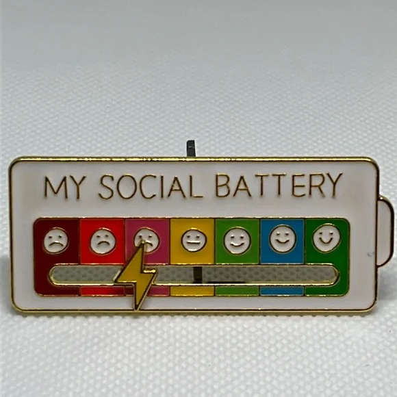 My Social Battery Funny brooch lapel pin backpack pin hat pin gift - Picture 1 of 3